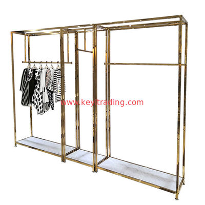 Fashion Clothing Store Display Stand Boutique Woman Dress Display Rack Gold Metal