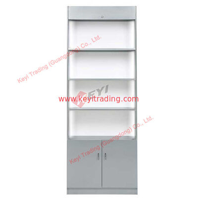 scaffale bianco con luce a LED MDF legno stand commerciale OEM design con dimensione cosmetica display profumo