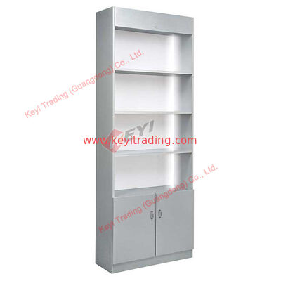 scaffale bianco con luce a LED MDF legno stand commerciale OEM design con dimensione cosmetica display profumo