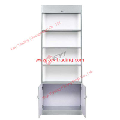 scaffale bianco con luce a LED MDF legno stand commerciale OEM design con dimensione cosmetica display profumo