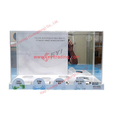 Nuovo design personalizzato di fabbrica espositore acrilico cosmetico di fascia alta supporto per espositore per trucco supporto acrilico bianco per prodotti