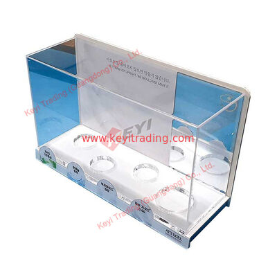 Nuovo design personalizzato di fabbrica espositore acrilico cosmetico di fascia alta supporto per espositore per trucco supporto acrilico bianco per prodotti