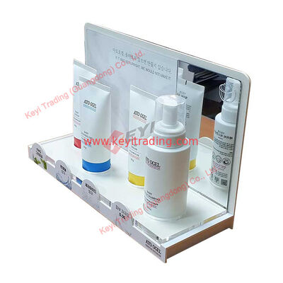 Nuovo design personalizzato di fabbrica espositore acrilico cosmetico di fascia alta supporto per espositore per trucco supporto acrilico bianco per prodotti