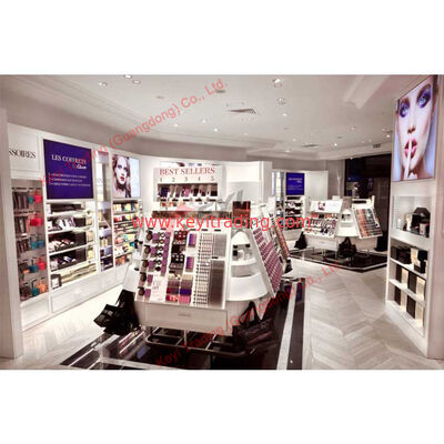 Vetrina per profumi personalizzata di lusso, scaffalature per espositori cosmetici per boutique, con illuminazione a LED