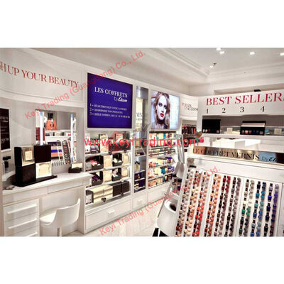 Vetrina per profumi personalizzata di lusso, scaffalature per espositori cosmetici per boutique, con illuminazione a LED