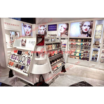 Vetrina per profumi personalizzata di lusso, scaffalature per espositori cosmetici per boutique, con illuminazione a LED