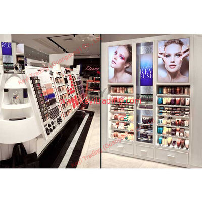 Vetrina per profumi personalizzata di lusso, scaffalature per espositori cosmetici per boutique, con illuminazione a LED