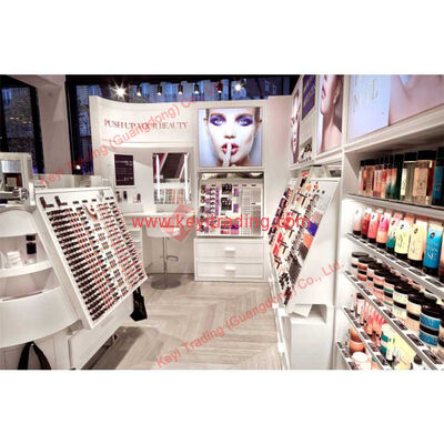 Vetrina per profumi personalizzata di lusso, scaffalature per espositori cosmetici per boutique, con illuminazione a LED