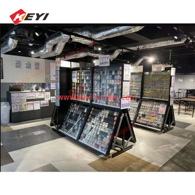 KEYI TCG Display Fixtures Showcase Game Cards Sport Cards Case Metal Frame Aluminum Acrylic Display Stand