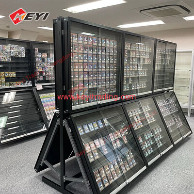 KEYI TCG Display Fixtures Showcase Game Cards Sport Cards Case Metal Frame Aluminum Acrylic Display Stand