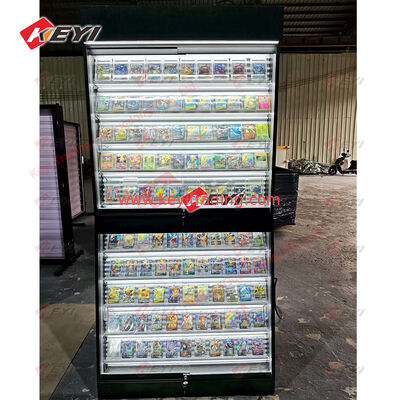 Custom Floor Metal Stand Tcg Trading Card Display Case Gondola Shelves Graded Card Display Rack for Retail Stores Sport Cards