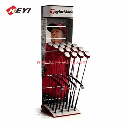 Custom Design Wood Push Rod Stand Floor Golf Club Display Rack