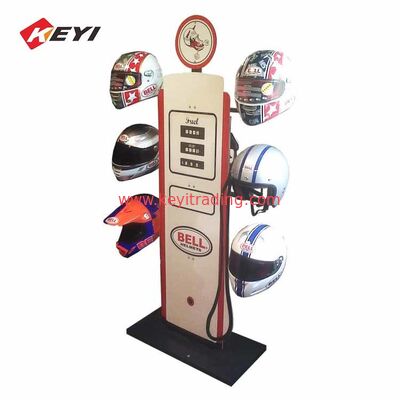 Retail Store Floor Motorcycle Helmet Display Stands With Led Light