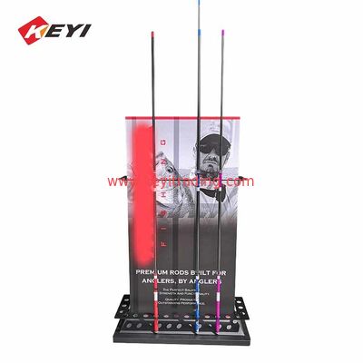 Custom Graphics And Black Metal 24 Fishing Rod Display Stand For Sale