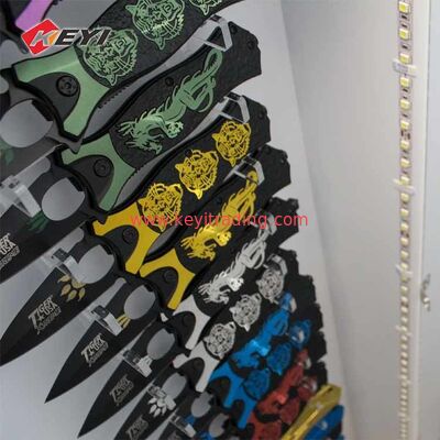 Retail Shop Illuminating Floor Standing Knife Display Cases With Led Light
