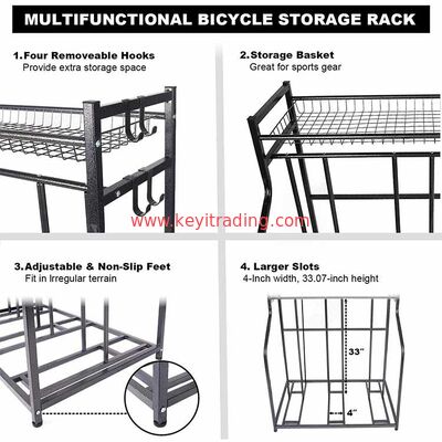 floor standing Black Metal Bicycle Stand Garage 3 Bike Storage Rack