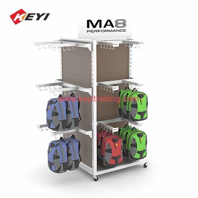Bag Store Interior Furniture Design Floor Double sided hanging School Bag Display Stand