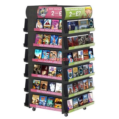 Grande espositore per dischi in vinile, CD, DVD, a 4 vie, con supporto per vendita al dettaglio di grandi dimensioni
