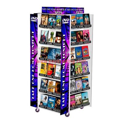Grande espositore per dischi in vinile, CD, DVD, a 4 vie, con supporto per vendita al dettaglio di grandi dimensioni