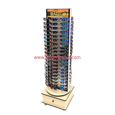 Espositore per occhiali da sole a 2 vie da terra con supporto per occhiali da sole con 2 specchi acrilici