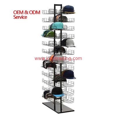 Free Standing Double Sided Metal Wire Baseball Cap Shelves Floor Hat Display Rack