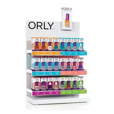 Custom Logo Counter Top 3 4 5 Tier White Metal Shelves Nail Polish Display Stand