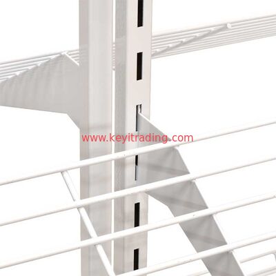 Retail Store Double Sided Adjustable White Metal Frame Shoe Display Shelves With 4 Wheel