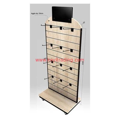 Espositore a doghe da pavimento per espositore per calzini in legno per negozio al dettaglio dal design personalizzato