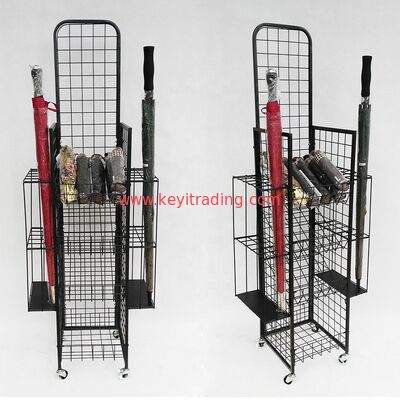 Customized Pop Pos Floor Umbrella Stand Metal Wire Basket Display Rack