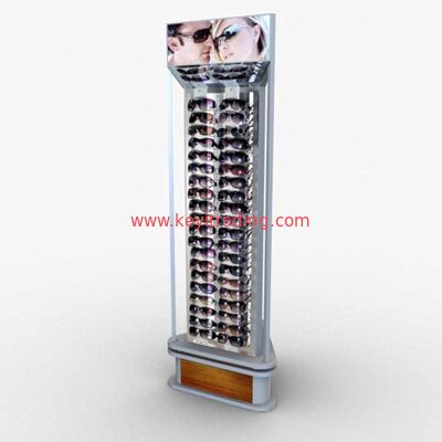 Modern POP Wooden 3 Sided Rotating Floor Sunglasses Stand With Mirror
