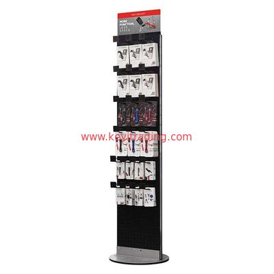 Multipurpose Double Sided Metal Pegboard Hanging Cell Phone Accessory Display Rack With Hooks