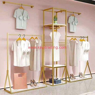Espositore per abbigliamento in oro personalizzato per negozio al dettaglio per abito T-shirt