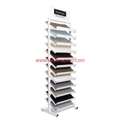 White Powder Coating Floor Standing Metal Placemat Display Rack