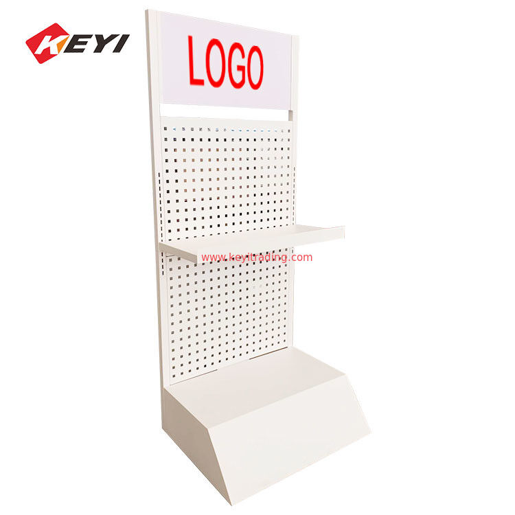Scaffale per display dell'olio motore per il riempimento del pavimento in metallo bianco